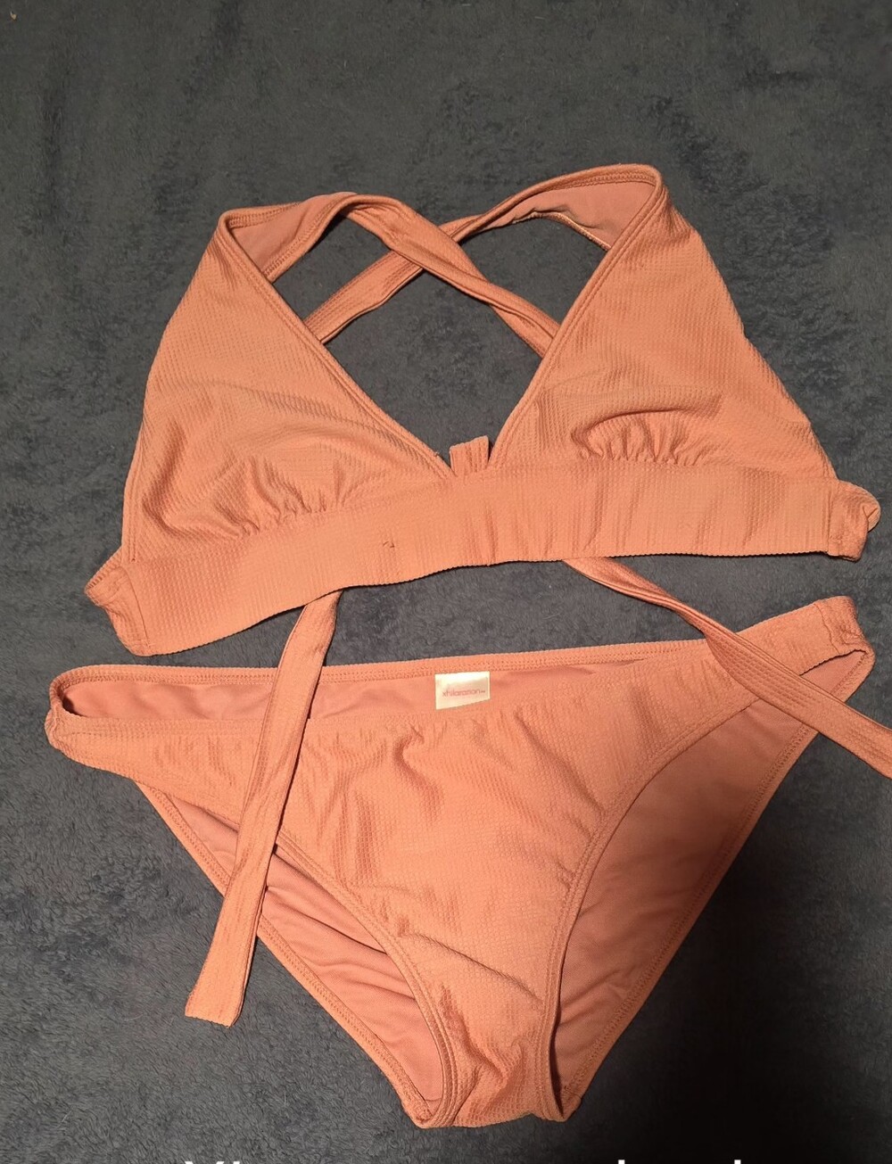 Target Coral Ribbed Crisscross Bikini Set